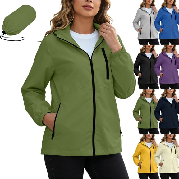 Lenago Women's Multi-Pocket Waterproof Hooded Hiking Trekking Jacket