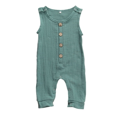 

Bmnmsl Baby Summer Cotton Romper Sleeveless Button-Down Bodysuits