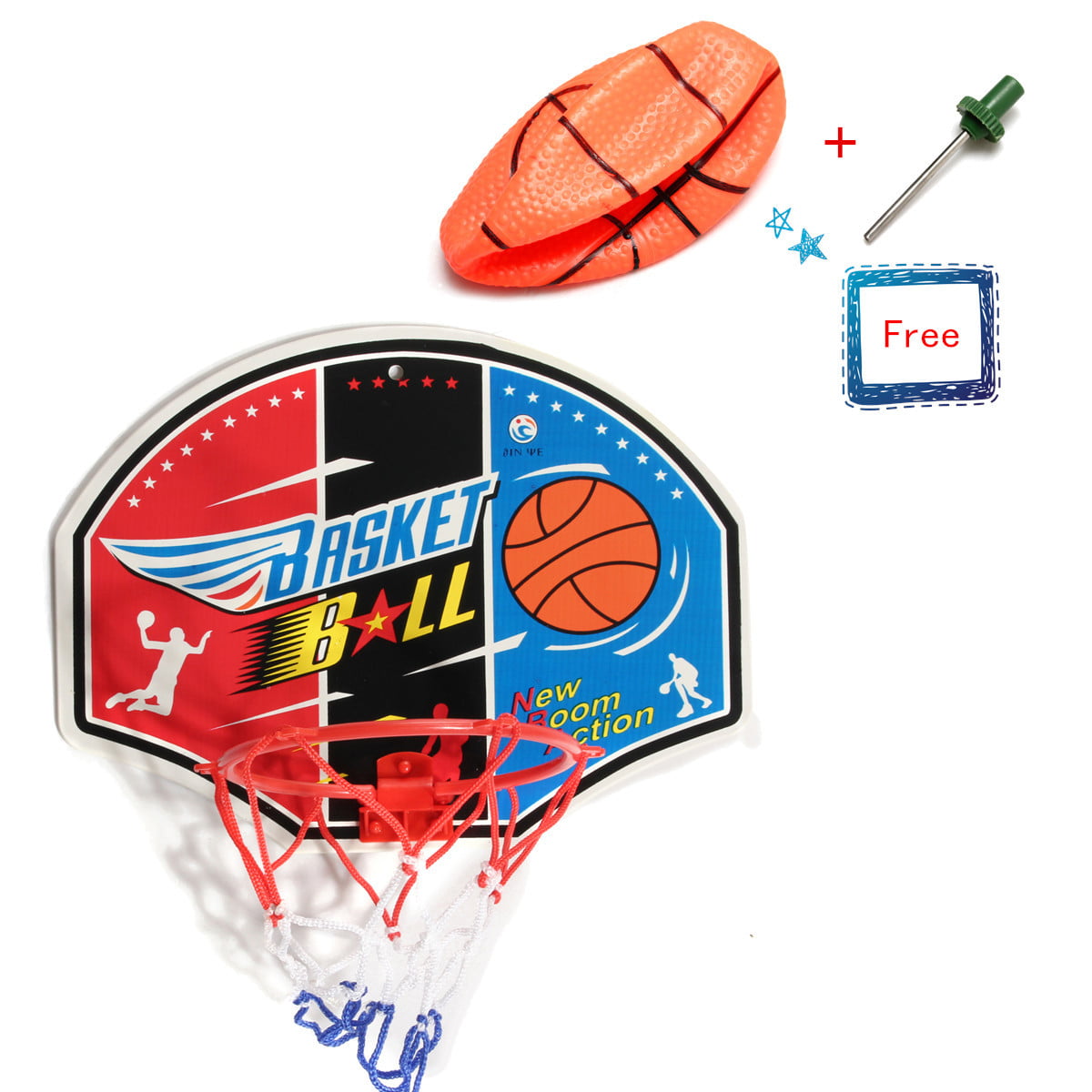 Backboard Game Basketball Hoop Mini Indoor Ball Set Net Board Door Toy Kids 1X 