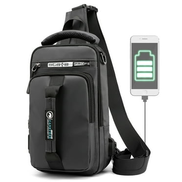 EEEkit Men's Sling Crossbody Bag, Anti-theft Chest Bag, Shoulder Messenger Backpack with USB Hole
