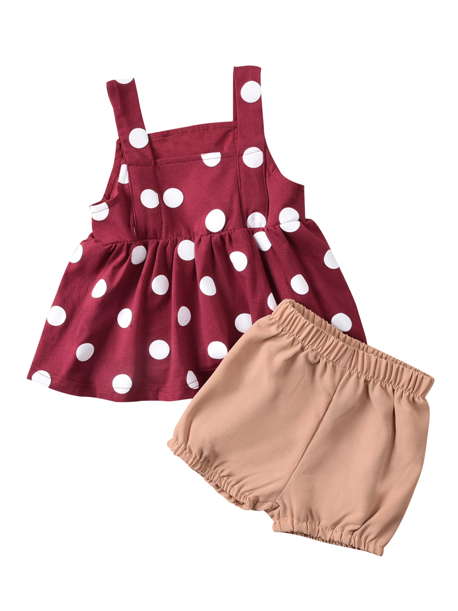 Ma&Baby Baby Girls 2piece Outfit Set Polka Dot Tops Shorts Set