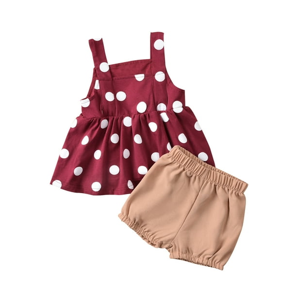 Ma&Baby Ma&Baby Baby Girls 2piece Outfit Set Polka Dot Tops Shorts