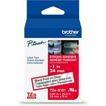 Brother P-Touch TZES151 0.94 in. x 26.2 ft. TZe Standard Adhesive Laminated Labeling Tape - Black on Clear