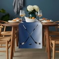 thumbnail image 2 of Navy Blue Ombre Table Runner - 60 Inch Long, Kitchen Dining Table Runner Dresser Scarves, Black Hockey Sticks Minimalist Style Farmhouse Decor for Coffee Tables Wedding Party Banquet, 2 of 8