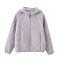 thumbnail image 2 of Women's Quilted Jacket Lightweight Zip Up Outwear Coat Casual Solide Color Hood Jackets Purple 5XL, 2 of 7