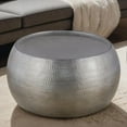 thumbnail image 7 of 32" Round Aluminum Coffee Table featuring Hand Hammered Antique Silver Design and Ample Space, 7 of 7
