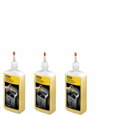 3 X Fellowes Shredder Oil, 12 oz. Bottle with Extension Nozzle