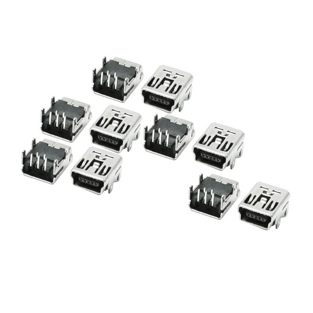 Conector hembra USB tipo B de 5 pines para montaje en PCB en ángulo recto de 10 piezas