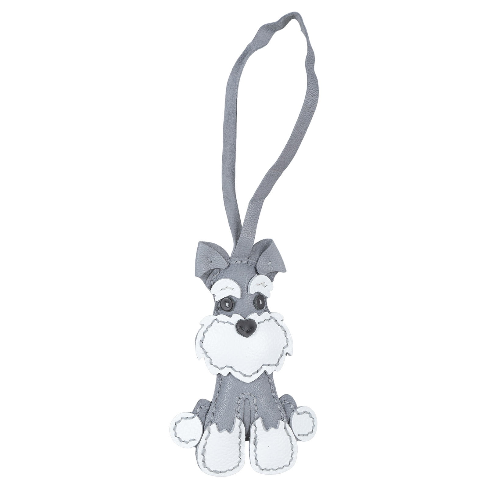 Stylish Leather Schnauzer Key Rings Sturdy Schnauzer Enthusiasts' Leather Keychain Handmade Key Decoration