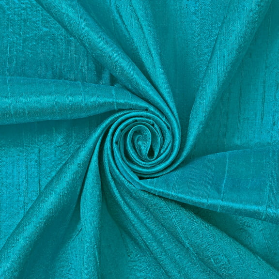 100% Pure Silk Dupioni Fabric 54" Wide BTY Drape Blouse Dress Craft (Turquoise)