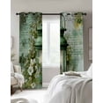 thumbnail image 4 of Vintage Oil Light Blackout Curtains for Bedroom Living Room Darkening Curtains 90 Inch Spring White Flowers Green Leaves Black Out Window Curtain Privacy Window Treatment Grommet Drapes 52"x90"x2, 4 of 9