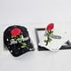 thumbnail image 2 of Negro chino RoseRose flor bordada papá sombrero mujeres hombres lindo ajustable algodón Floral gorra de béisbol, 2 of 5