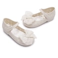 thumbnail image 6 of BXJX Girls Dress Shoes Size 11 Little Kids, Ankle Strap Non Slip Flat Heel Bow Kids Princess Shoes Beige, 6 of 9