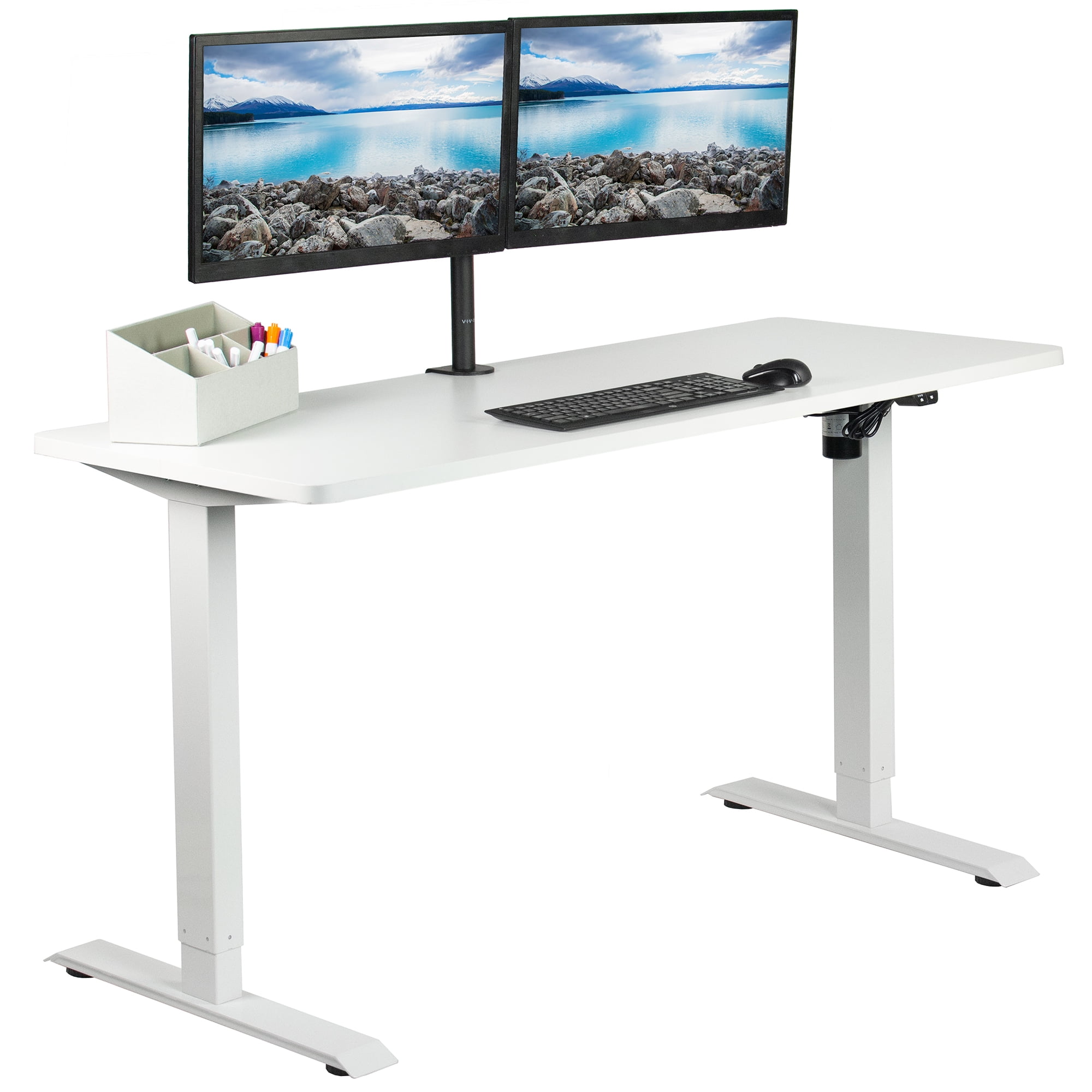VIVO Electric 60” x 24” Stand Up Desk with 2 Button Controller White