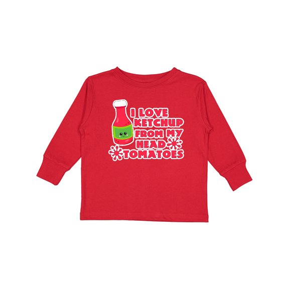 Inktastic I Love Ketchup from My Head Tomatoes Boys or Girls Long Sleeve Toddler T-Shirt