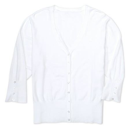 George - Women's Plus Soft Cotton Cardigan Sweater