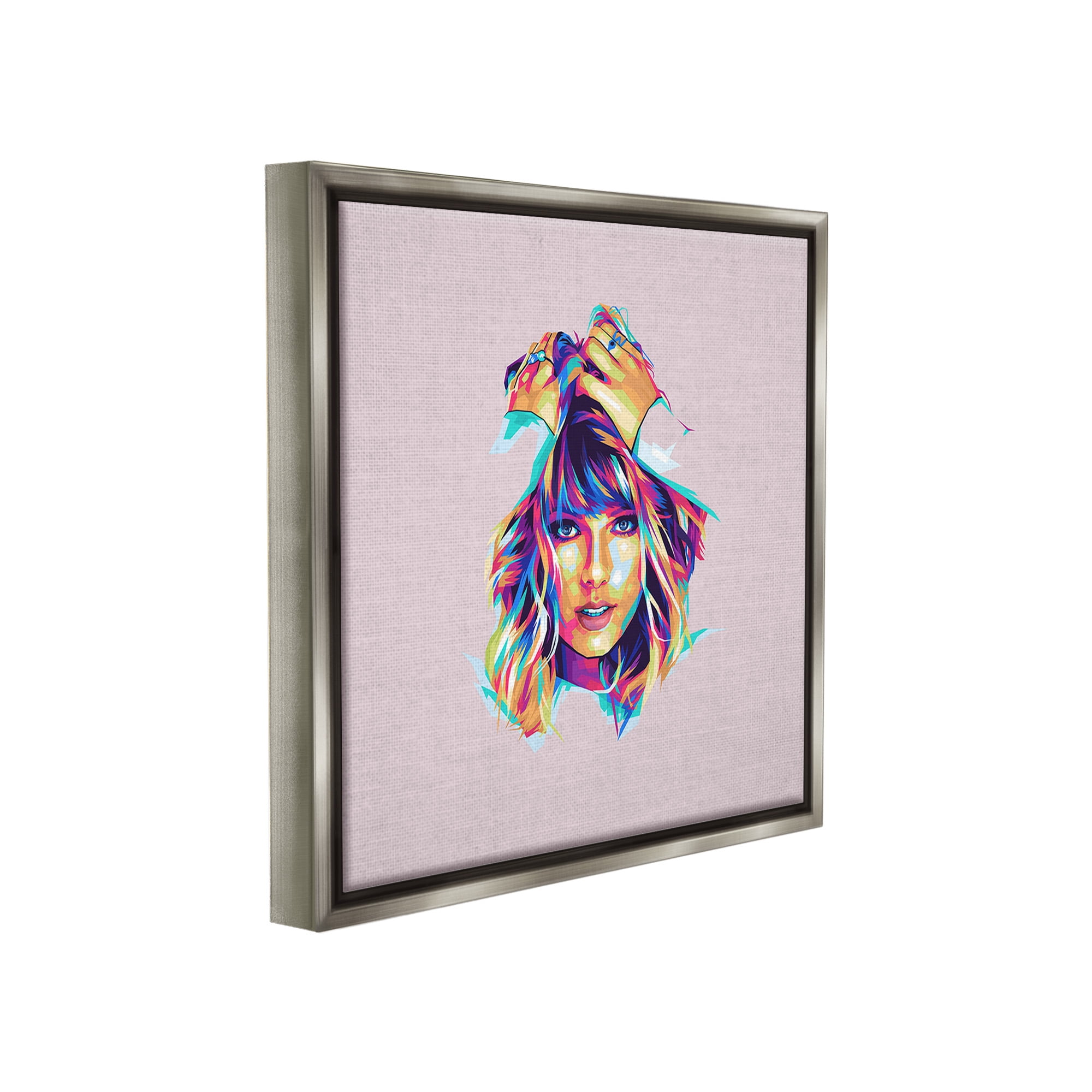 Stupell Industries Abstract Pop Star Abstract Painting Gray Floater Framed Canvas Art Print Wall Art, 18 x 18