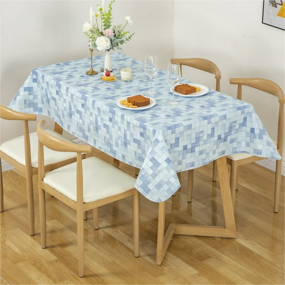 RAY STAR Vinyl Checkered Tablecloth 52x70 Flannel Backing 100% Waterproof & Heavy Plastic Table Cover for Dining, Party, Farmhouse Dec.