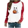 thumbnail image 2 of GaThRRgYP Cozy Round Neck Long Sleeve Tee Women Winter,Women's Halloween Printed Round Neck Long Sleeved Oversized Sweatshirt Red XL, 2 of 7