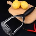 thumbnail image 2 of Black Stainless Steel Folding Potato Masher Masher for Mashed Potato Fruit Vegetable Mud Pressing Tools, 2 of 5