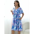 thumbnail image 3 of MINTREUS Nightgowns for Women Short Sleeve Nightshirt Comfy Sleepwear MuMu Dress with Pockets, 3 of 7