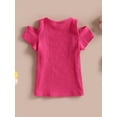 thumbnail image 4 of xiaxaixu Chemises pour Enfants, Manches Courtes Col Rond Tricot Fête de Rue Découpe Décontractée Printemps Été Hauts pour Filles, 4 of 8