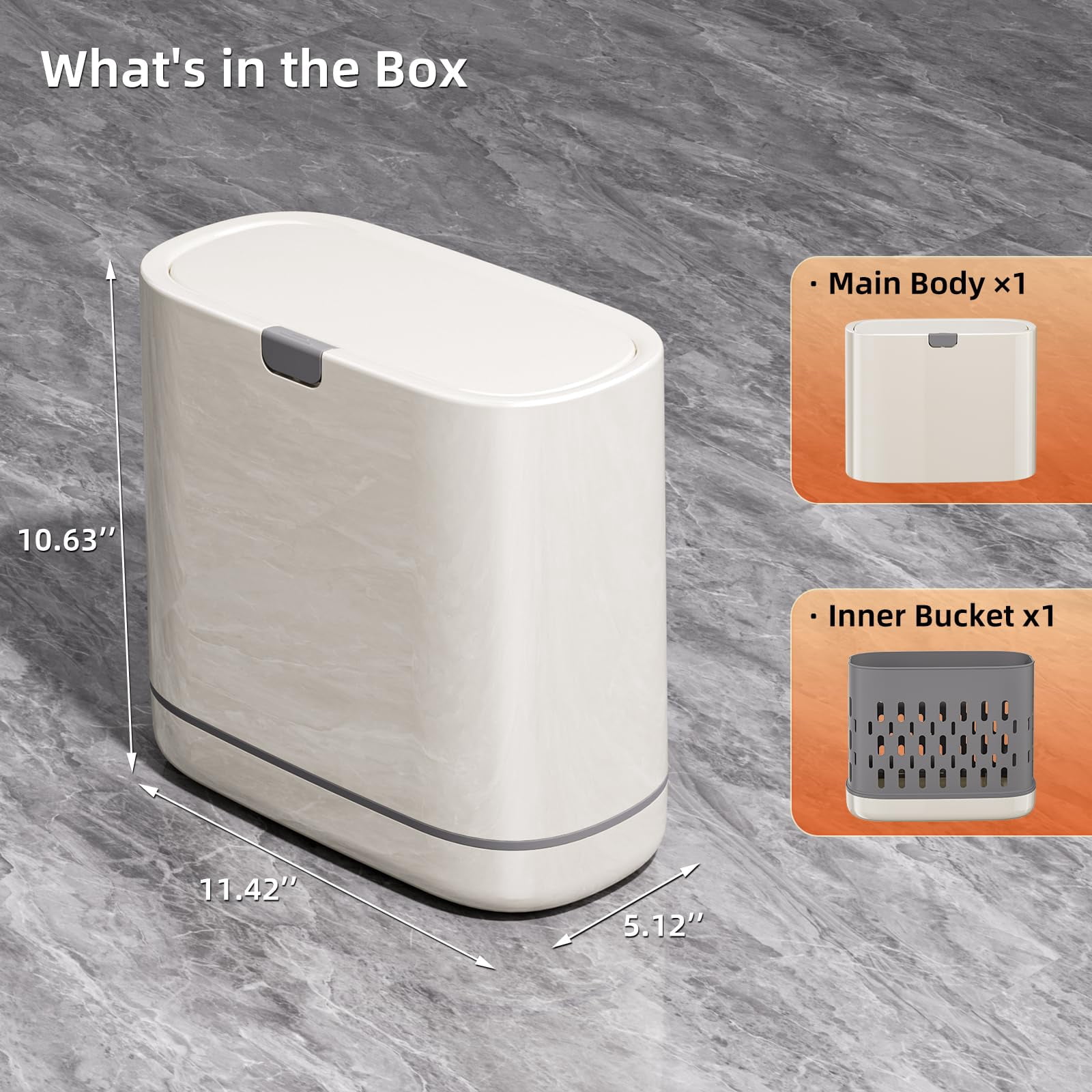 Garbage Can With Lid 2.6 Gallon Slim Plastic Wastebasket