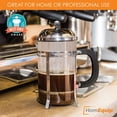 thumbnail image 3 of French Press Coffee Maker - Heat Resistant Borosilicate Glass Pot and Stainless Steel Triple Filter - Bonus Strainers, Spoons, Cleaning Brush and Gift Box - 8 Cups - by HomeEquip, 3 of 7