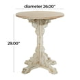 thumbnail image 4 of DecMode 26" x 29" Cream Wood Distressed Carved Scroll Accent Table with Brown Wood Top, 1-Piece, 4 of 13