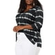 thumbnail image 2 of Women's Plus Size T-shirt Tye Dye Side Slit 3/4 Sleeve Stripe Top Black 4X, 2 of 7