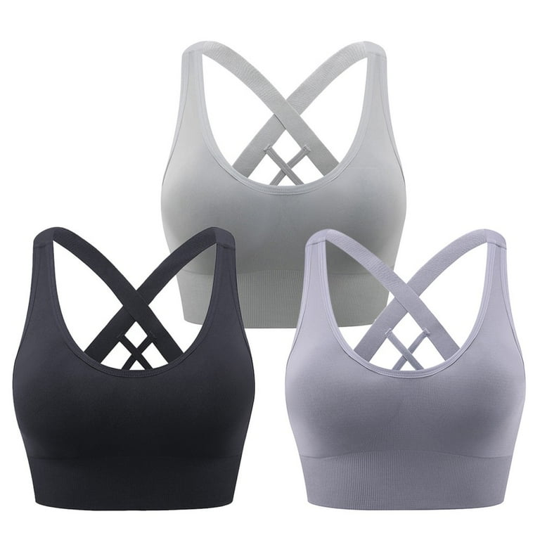 Pretty Comy Sports Bra for Women, Criss-Cross Back Padded Strappy Sports  Bras Medium Support Yoga Bra with Removable Cups