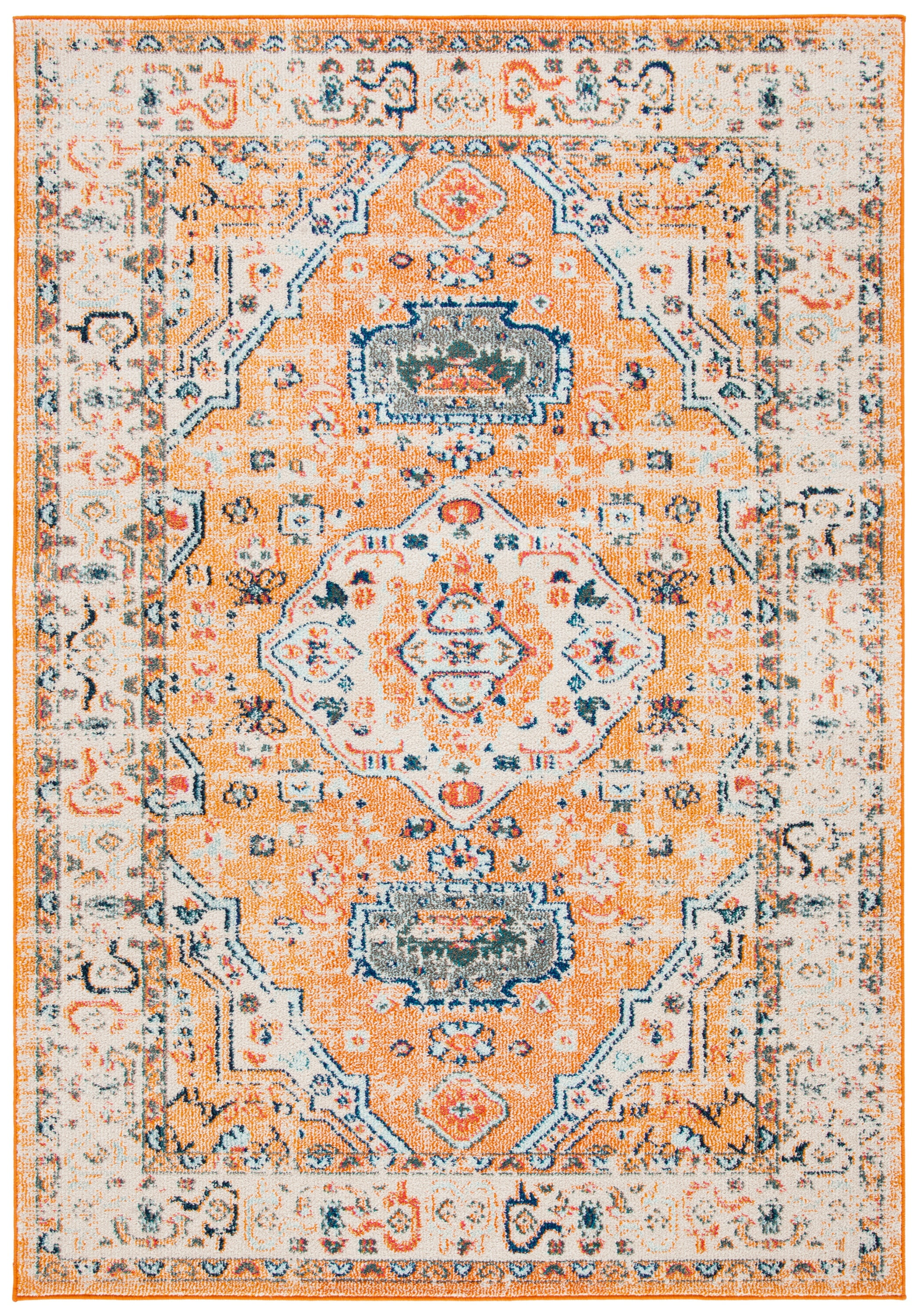 SAFAVIEH Madison Trenton Vintage Traditional Area Rug, Orange/Ivory, 9' x 12'