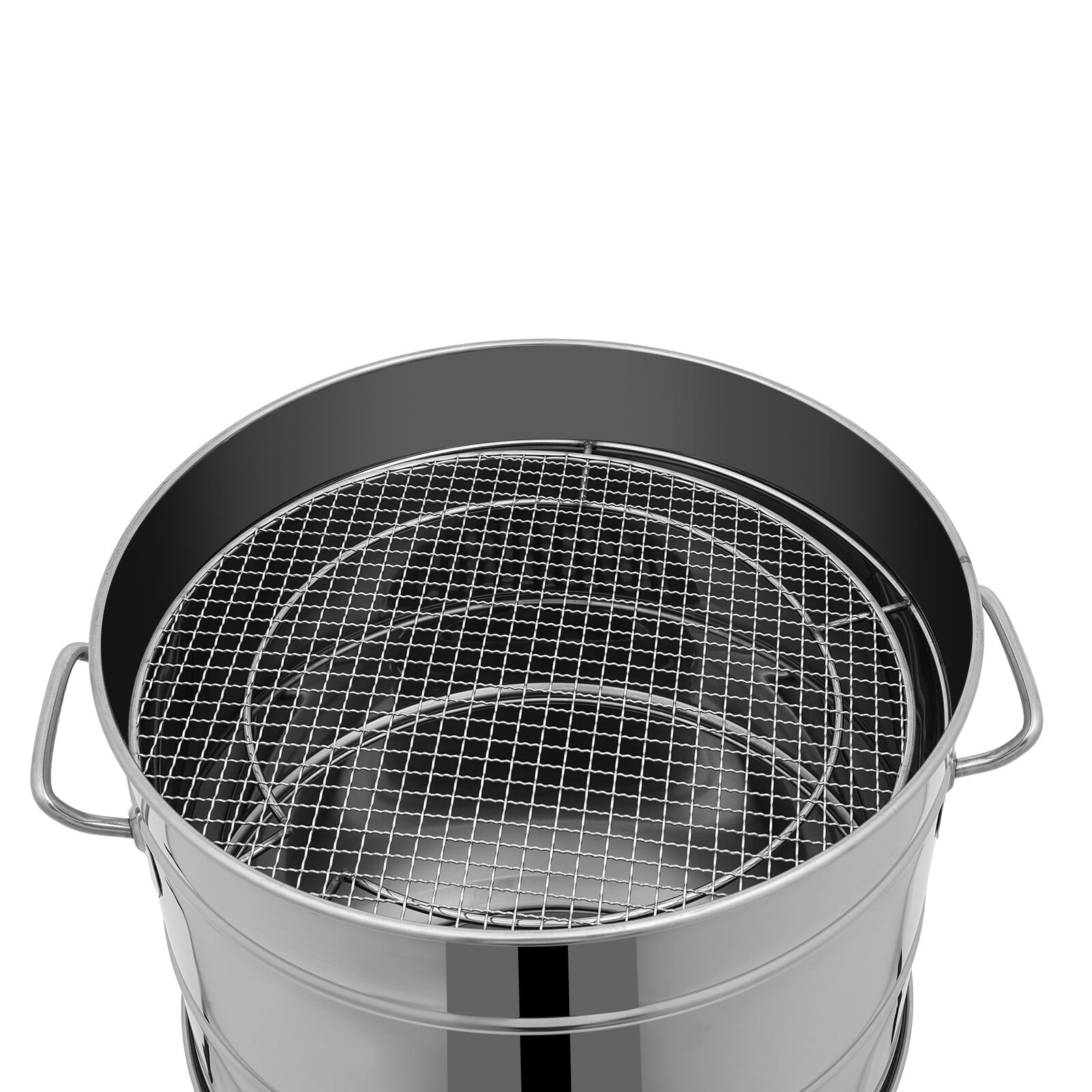 Portable Charcoal Grill Stainless Steel – Large Vertical Barrel BBQ Grill with 50 Skewers, 360° Even Heating, Oil & Charcoal Separation, Smokeless Fire Pit Mode