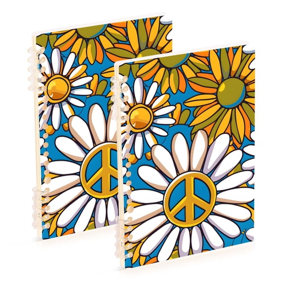Flowers and Daisy Ring Binder Notebook Journey Note Diary College Ruled Spiral Notebook Study Loose Leaf Paper A5 60 Pages