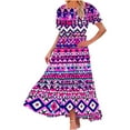 thumbnail image 2 of Viikei Women's Casual Ruffle Short Sleeve Dress,Women's Ethnic Style Casual Bohemian Floral Dresses for Women Puff Short Sleeve Long Maxi Dress Multicolor M, 2 of 8