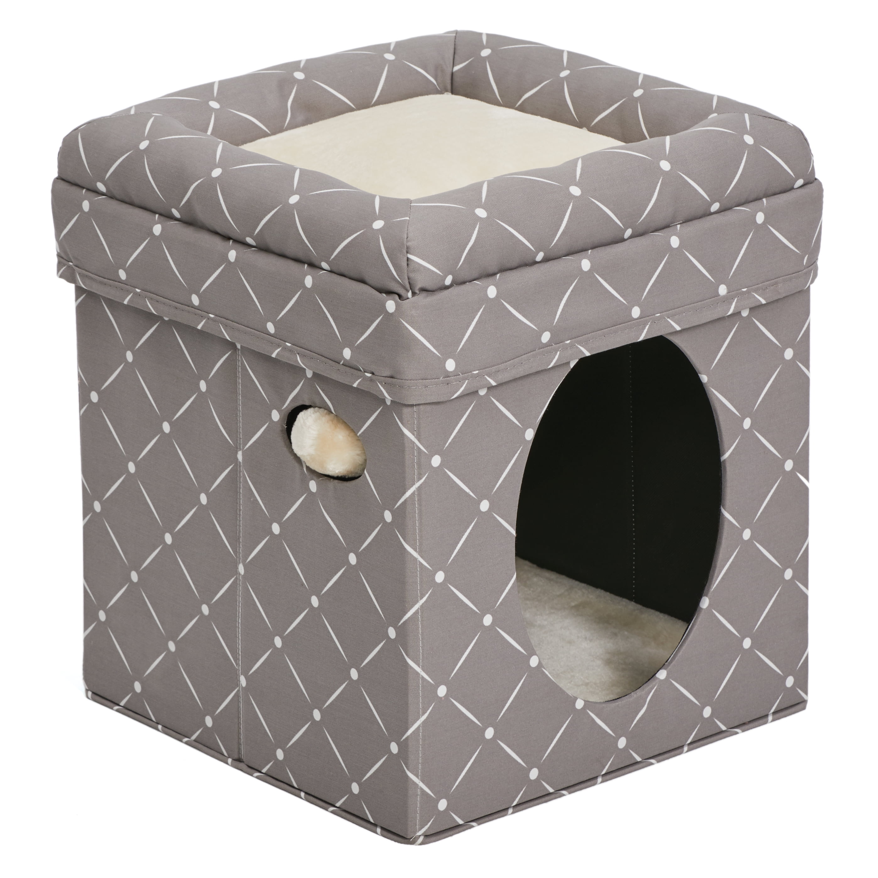 MidWest Homes for Pets Curious Cat Cube, Foldable Cat Cube for at Home or Traveling Play Mushroom