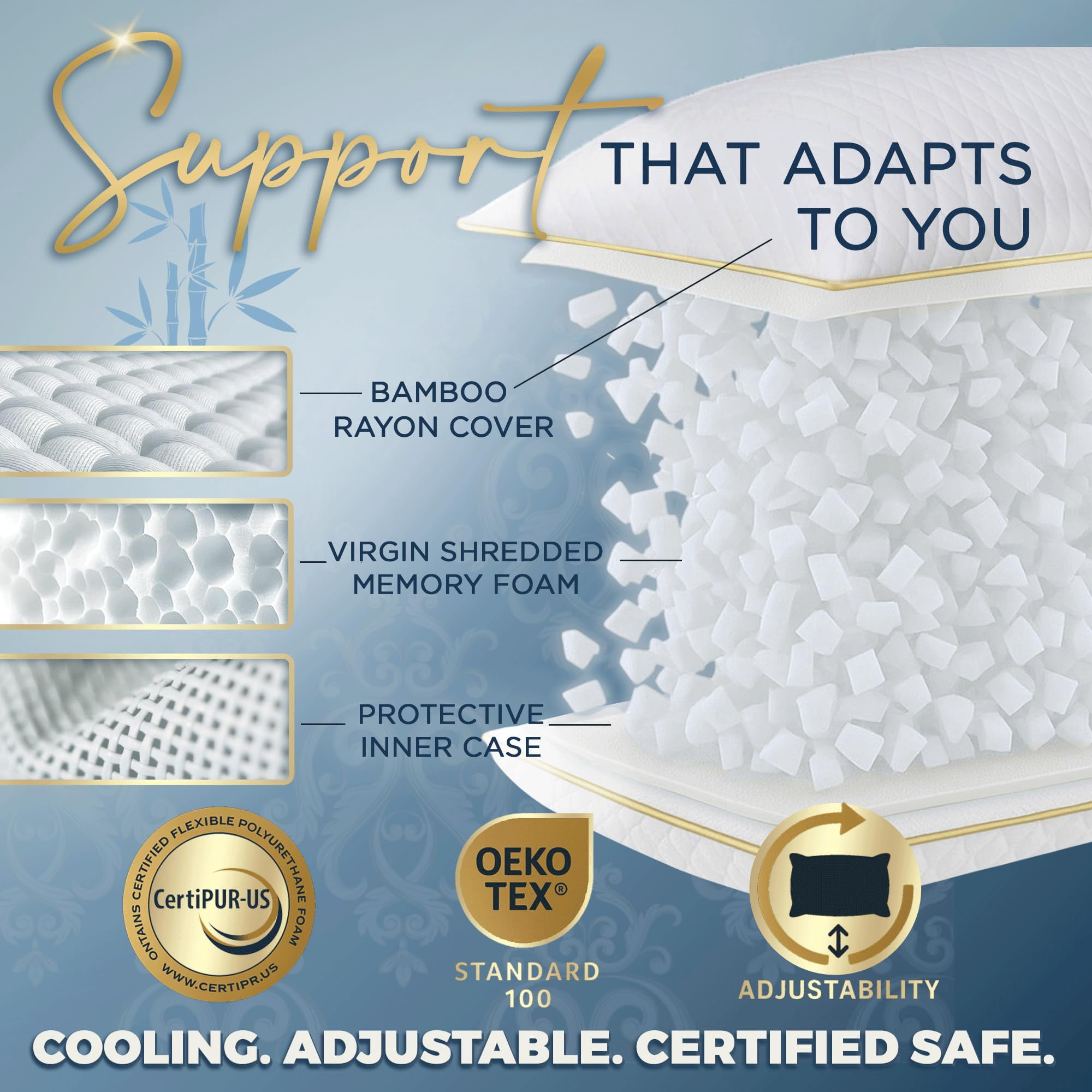Body Pillow For Adults - 20x54 Full Side Sleeper  & Maternity Memory Foam Long Bed With Rayon Cover