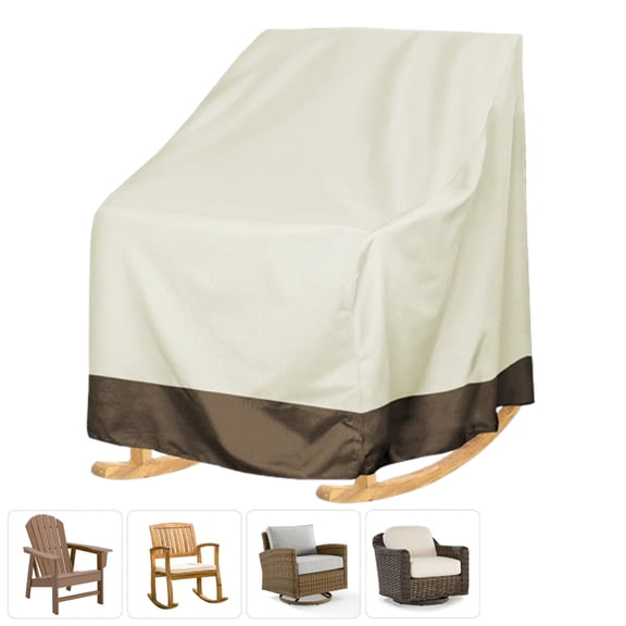 Fmxomd 1 Pack Patio Rocking Chair Cover 27.5x32.5x39 Inch - Waterproof Oxford Fabric Production Outdoor Furniture Rocking Chair Covers - Beige