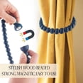 thumbnail image 2 of 4 Pieces Curtain Tiebacks Magnetic: Boho Curtain Holdbacks Wooden Bead Drape Ties Farmhouse Curtain Ties for Home Bedroom Office Boho Farmhouse Baby Nursery Decor(Navy Blue, 4), 2 of 11