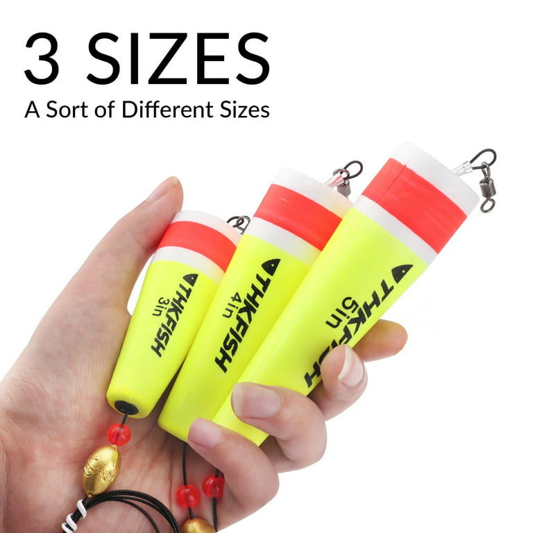 THKFISH Fishing Bobbers Fishing Floats and Bobbers for Fishing Popping Cork  Float Rig Weighted Popping Floats Saltwater Rattle YELLOWWIRE-5-4PCS