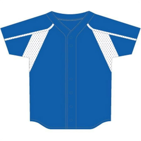 2500W-0206-M Womens Faux Full-Button Royal - Medium Jersey