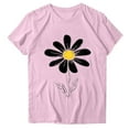 thumbnail image 3 of HONHUZH Womens Summer Tops Daisy Printed Crew Neck Casual T-shirt Short Sleeve Crew Neck Top, 3 of 4