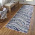 thumbnail image 6 of Feizy Edgemont Modern Abstract, Blue/Gray/Orange, 2'8" x 8' Runner Easy Care Stain Resistant Fade Resistant Casual Floor Rug for Living room Bedroom, 6 of 8
