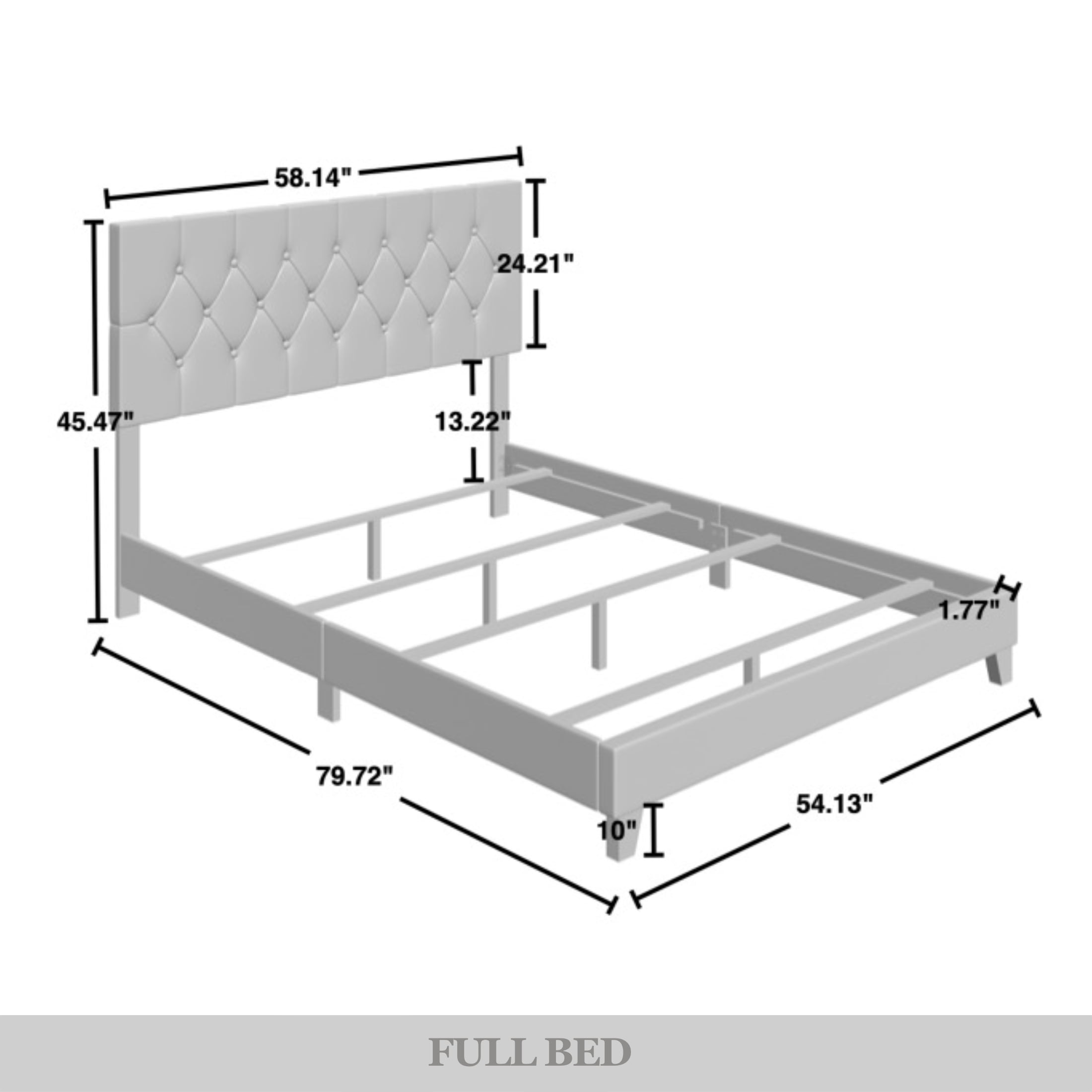 Castle Place Classic Button Tufted Linen Upholstered Bed, Beige, Full