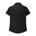 thumbnail image 6 of STETMN Women's Cotton Gauze Blouse Casual Roll Short Sleeve Shirt Collared Button Down Shirts with Pockets for Officewear, 6 of 6