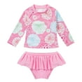 thumbnail image 1 of iEFiEL Girl's Pink Rash Guard Set Bathing Suit Long Sleeve Shirt with Skirt Bottom Swimsuit, 1 of 7