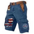 thumbnail image 3 of Men's Vintage Washed Cargo Shorts with America 250 Years Graphic and Utility Pockets Featuring Loose Fit Design Dark Blue XL, 3 of 5