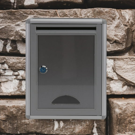 HEALEEP Wall Ballot Box with Lock Confidential Mailbox Office 28.50X21.50X10.50CM Silver