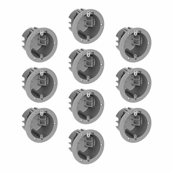 18 cu. in. PVC Old Construction Ceiling Electrical Junction Box, Old Work Non-Metallic Ceiling J-Box, ETL Listed, 2 Hour Fire Rating, Gray, 10-Pack