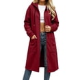 thumbnail image 5 of Perfectbot Women's Maxi Hooded Sweatshirt Coat, Oversized Side Slits Full Zip Jacket Fall Casual Outerwear, 5 of 7